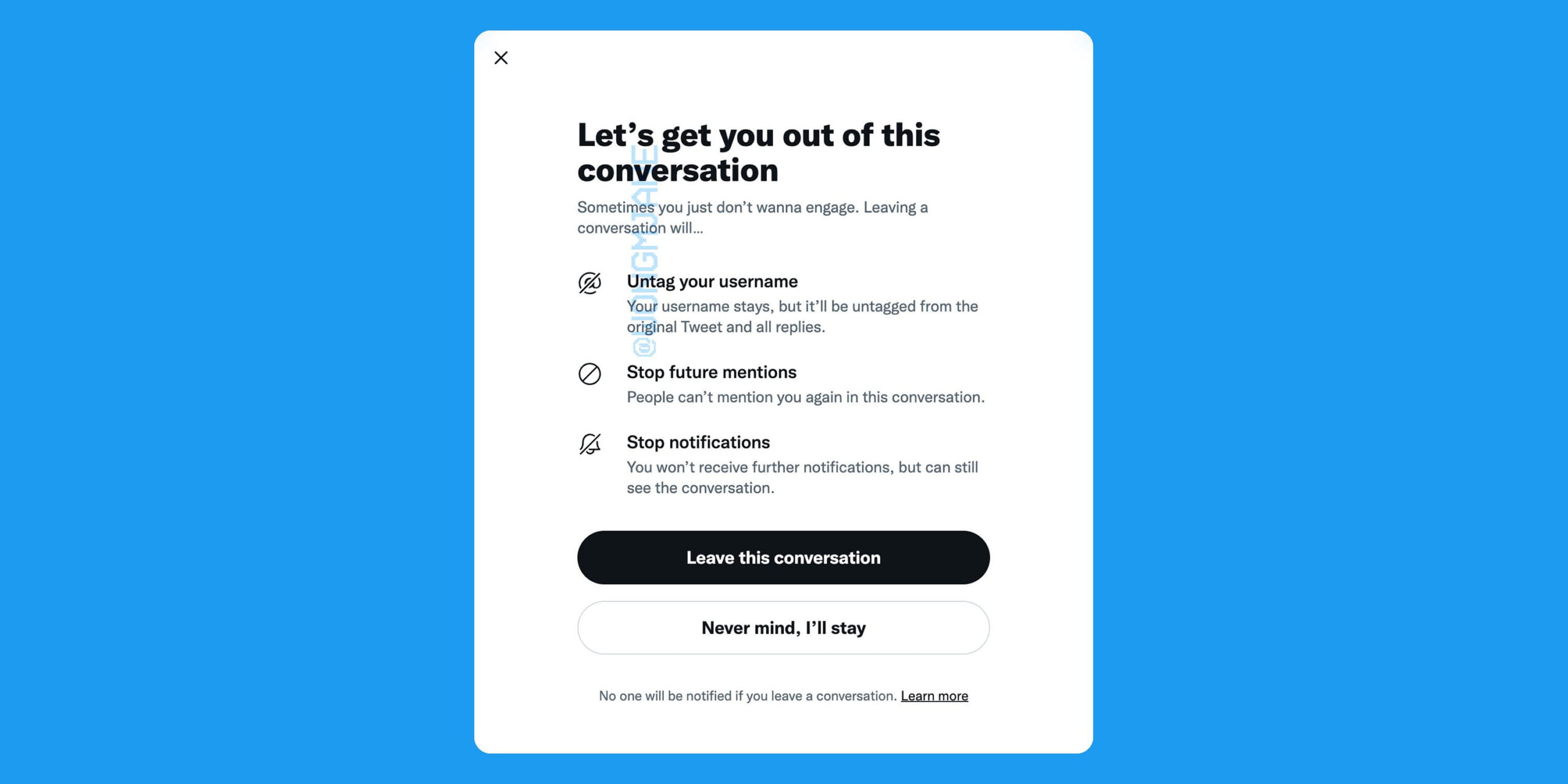 Twitter now gives you a way to let you untag yourself from threads.