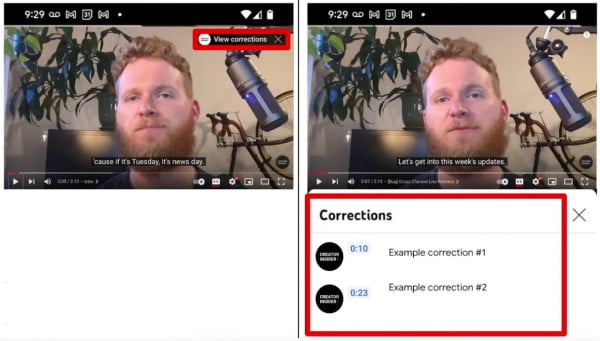 YouTube creators can now add corrections to their videos
